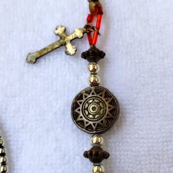 Vintage Silver Green Red Bead Eyeglasses Sunglasses Chain - Picture 2 of 7